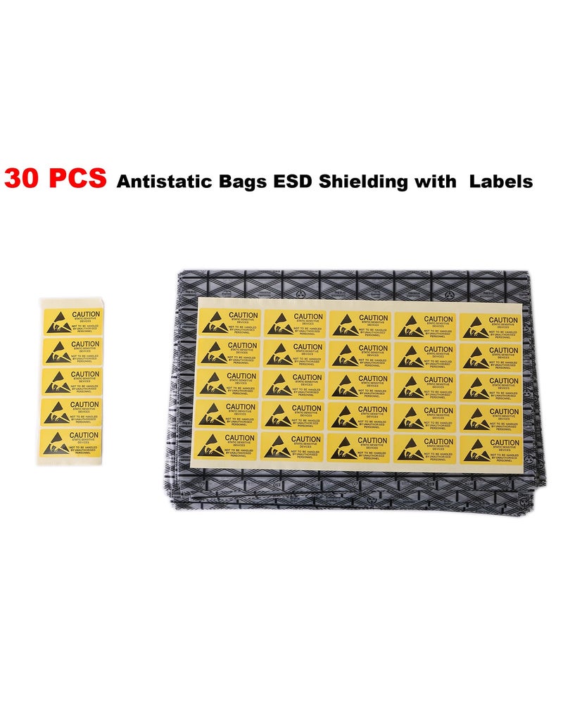 LJY 30 Pcs Black Mesh Anti Static Bags 15.8x11.8 Inch,with Antistatic Sticker,Open Top ESD Shielding Bags for Motherboards,PCB, Circuit Boards,Graphics Cards & Electronic Components - Image 3
